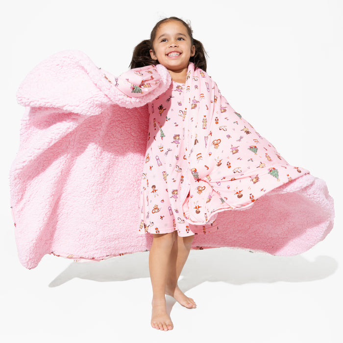 Nutcracker Pink Bamboo Sherpa Blanket