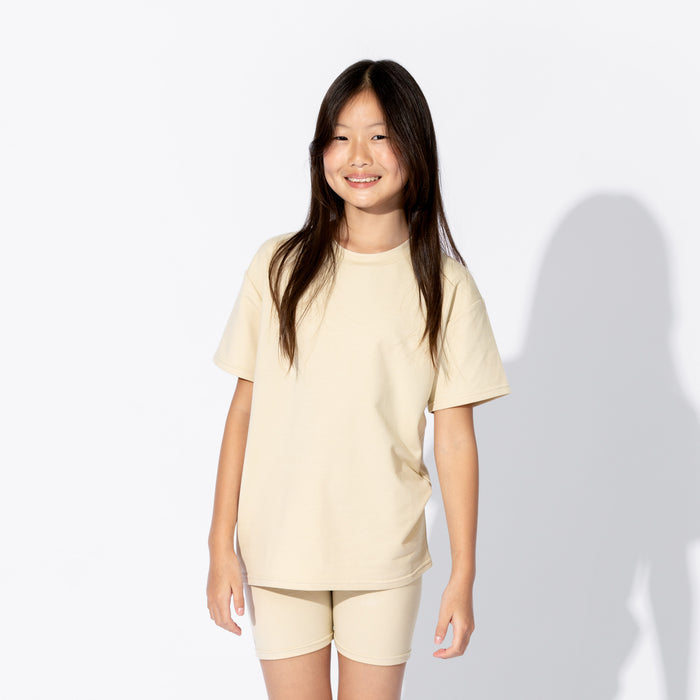 Oat Bamboo Blend Kid's Oversized Tee & Biker Short Set