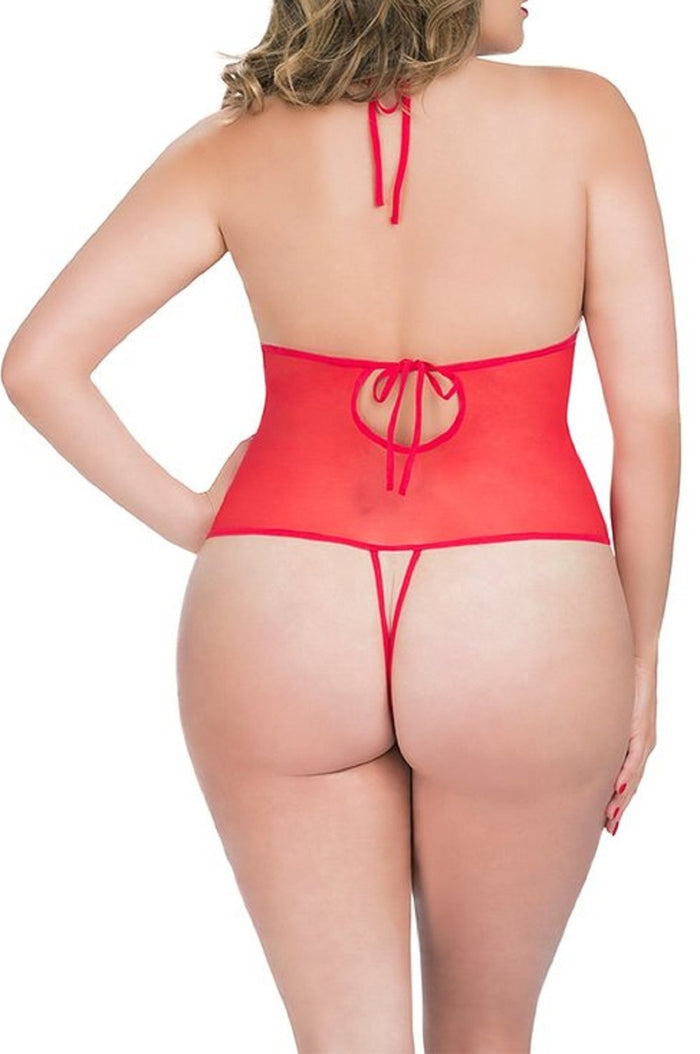 Oh la la Cheri Women's Lace Crotchless Teddy with Rhinestone One Size - 3182X