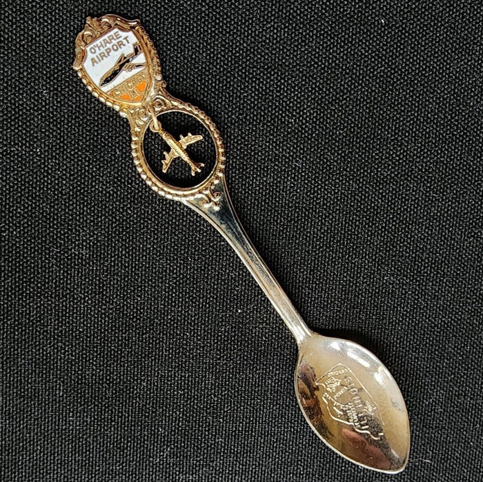 O'Hare Airport Chicago Collectible Travel Souvenir Spoon 4.5" Airplane Dangler