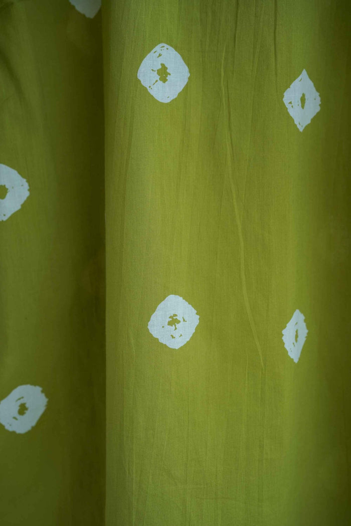 Olive Green Bandhej Block Print Pintuck Tunic - Tara-C-Tara