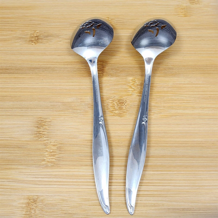 Oneida Kenwood Forever Rose Pierced Table Spoon Set of 2 Community Stainless