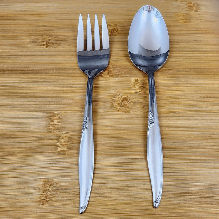 Oneida Kenwood Forever Rose Solid Serving Fork and Spoon Set Community Stainless