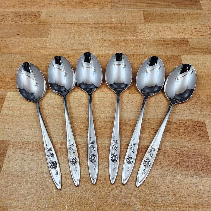 Oneida MY ROSE Soup Spoon Set of 6 Community Stainless Flatware 7 7/8"