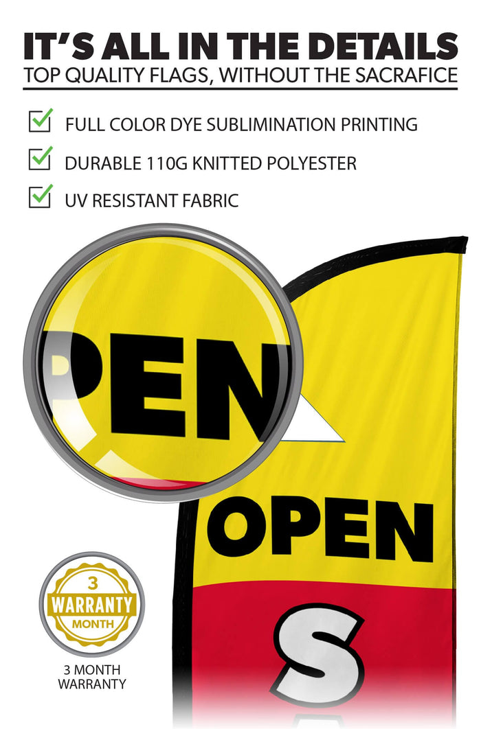 Open Saturday Feather Flag