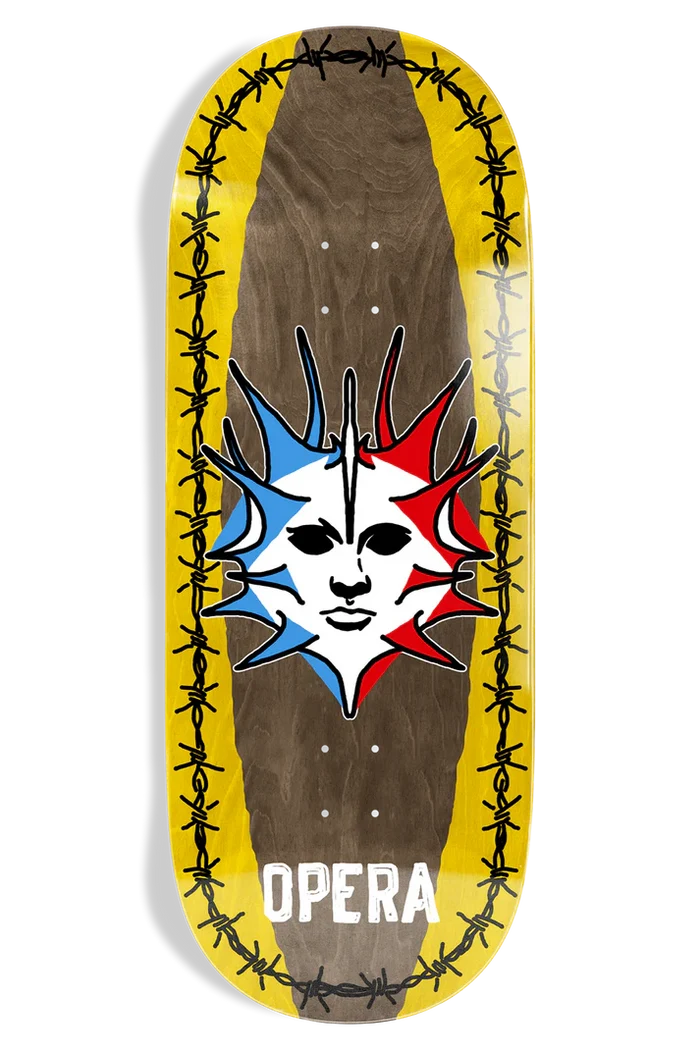 Opera Fatties Torn Spike 12.0 skateboard deck top graphic view