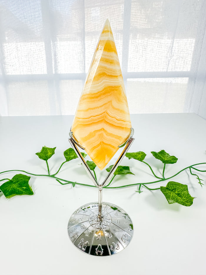 Orange Calcite Diamond on Stand (44B)