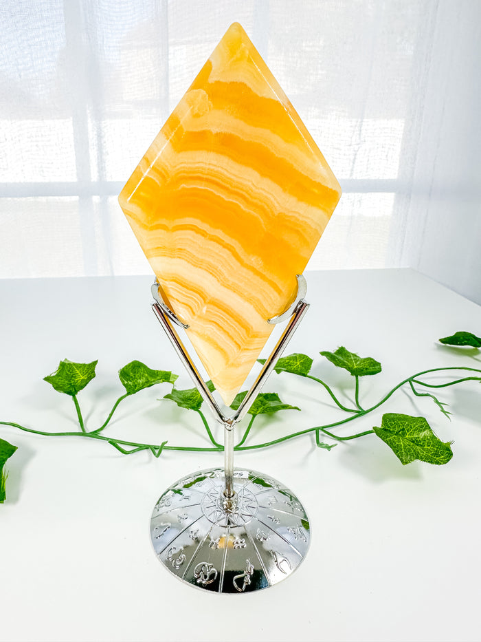 Orange Calcite Diamond on Stand (52C)