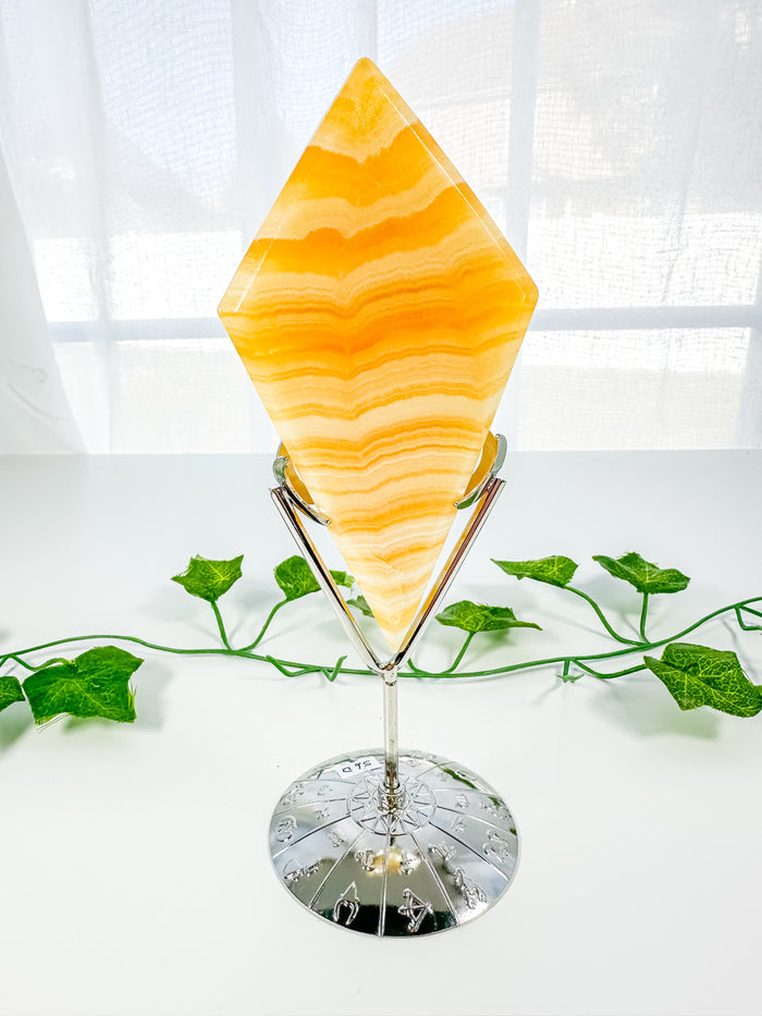 Orange Calcite Diamond on Stand (56D)