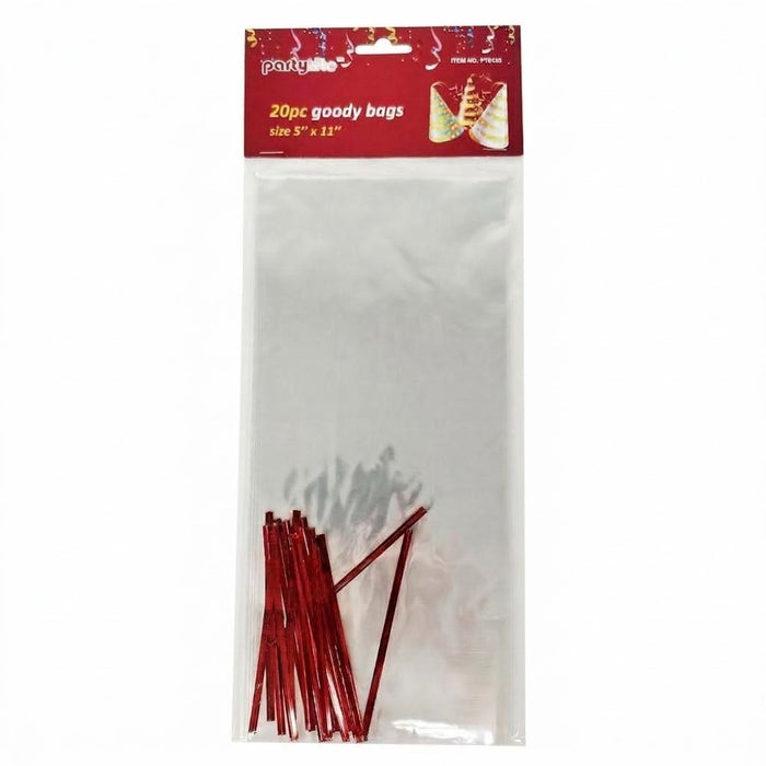 PartyRite 20-Count Clear Goody Bags, Wholesale