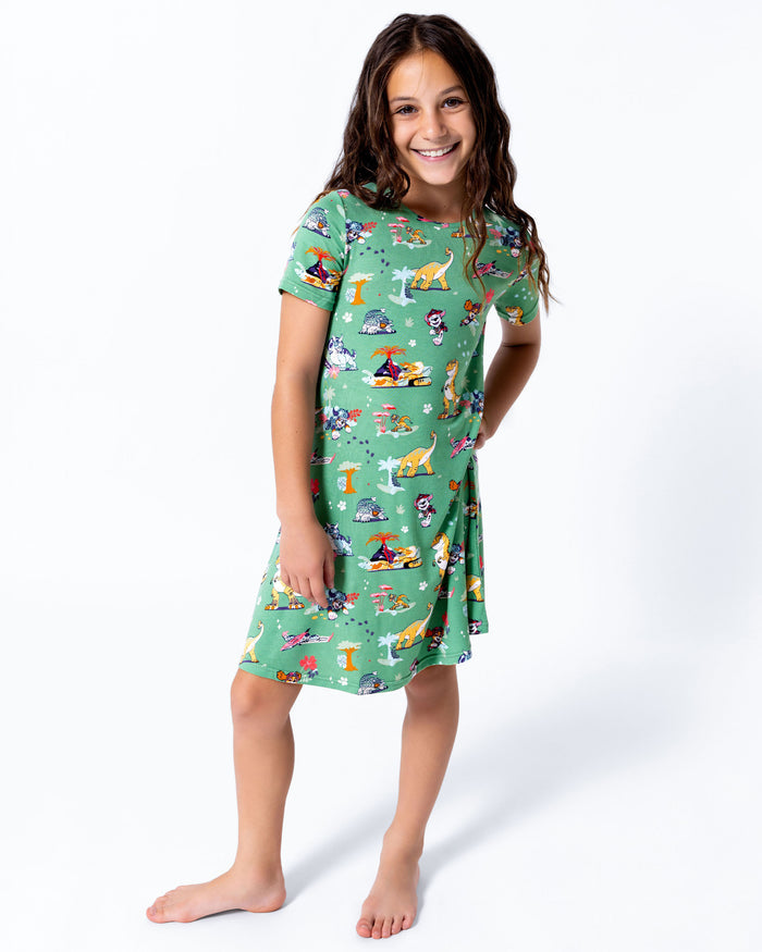 PAW Patrol: Dino Island Bamboo Girls' Short Sleeve Dress