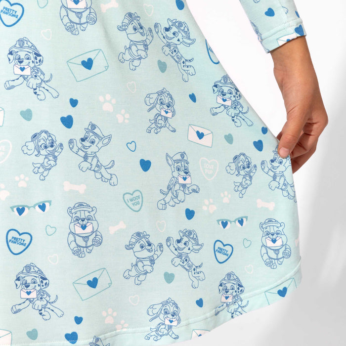 PAW Patrol: Love Paws Blue Bamboo Girls' Long Sleeve Dress