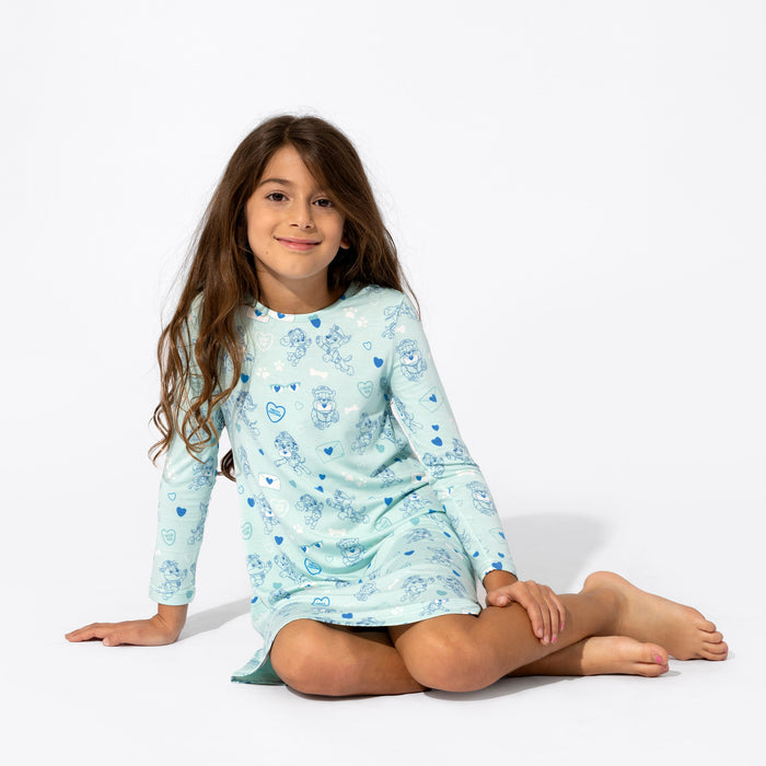 PAW Patrol: Love Paws Blue Bamboo Girls' Long Sleeve Dress