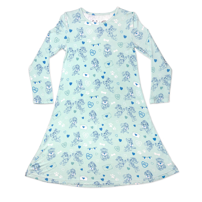 PAW Patrol: Love Paws Blue Bamboo Girls' Long Sleeve Dress