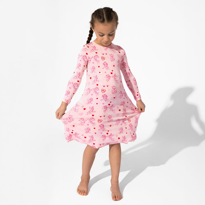 PAW Patrol: Love Paws Pink Bamboo Girls' Long Sleeve Dress