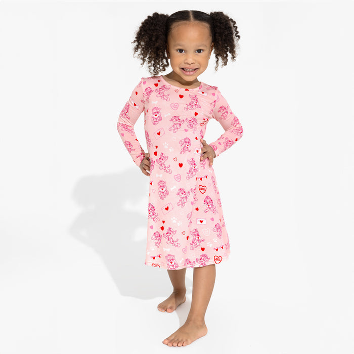 PAW Patrol: Love Paws Pink Bamboo Girls' Long Sleeve Dress