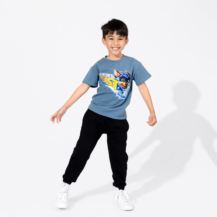 PAW Patrol: The Mighty Movie Chase Oasis Blue Bamboo Terry Kids Oversized T-Shirt