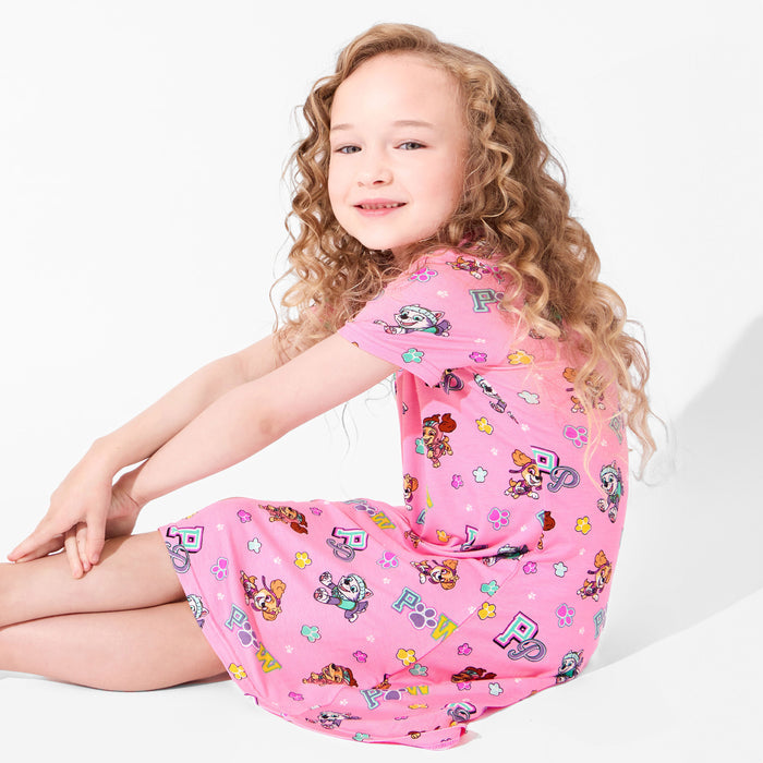 PAW Patrol: Varsity Pink Bamboo Girls' Short Sleeve Dress
