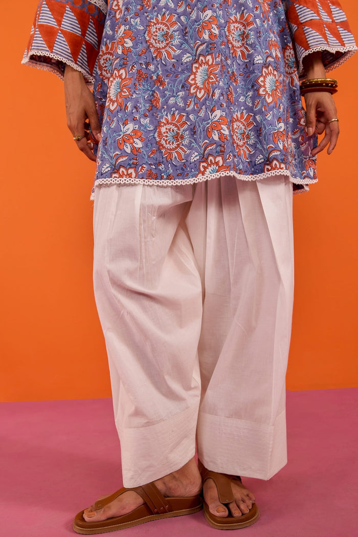 Periwinkle Floral Hand block Printed Co-ord Set - Tara-C-Tara