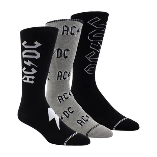 Perri's Socks AC/DC Assorted Crew Socks 3 Pair - ACA370-089
