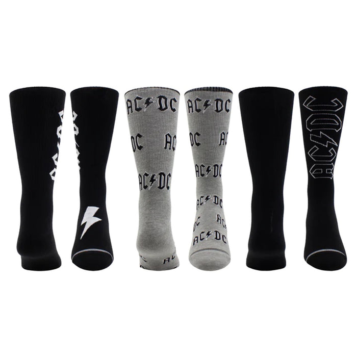 Perri's Socks AC/DC Assorted Crew Socks 3 Pair - ACA370-089