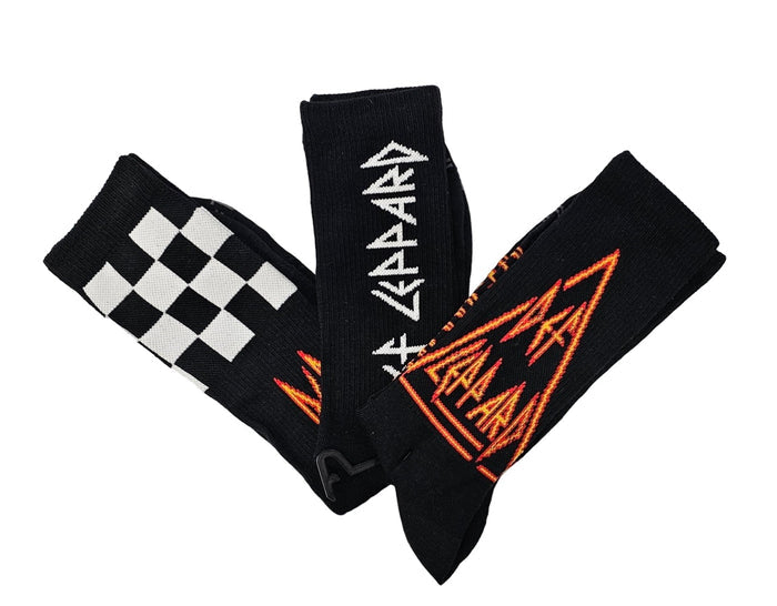 PERRI'S SOCKS Men's Def Leopard Logo Crew Socks 3 Pair - DLC370