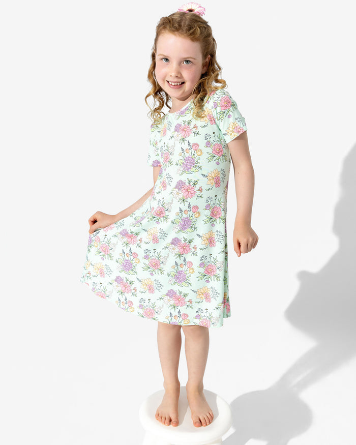 Petals & Posies Bamboo Girls' Short Sleeve Dress