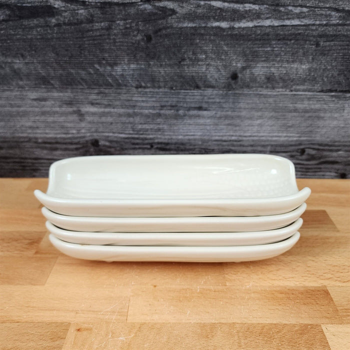 Pfaltzgraff Tea Rose Boiled Corn Holder Plate 8.5 in Set of 4 Cream Dinnerware