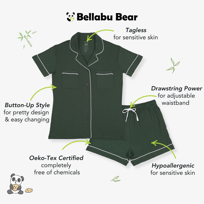 Pine Green Bamboo Women's Pajama Short Set
