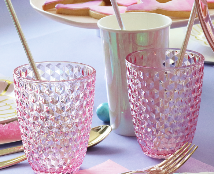 Pink Acrylic Diamond Pattern Tumbler