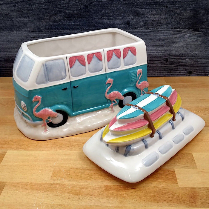 Pink Flamingo Camp Van Cookie Candy Treat Jar Canister by Blue Sky Clayworks