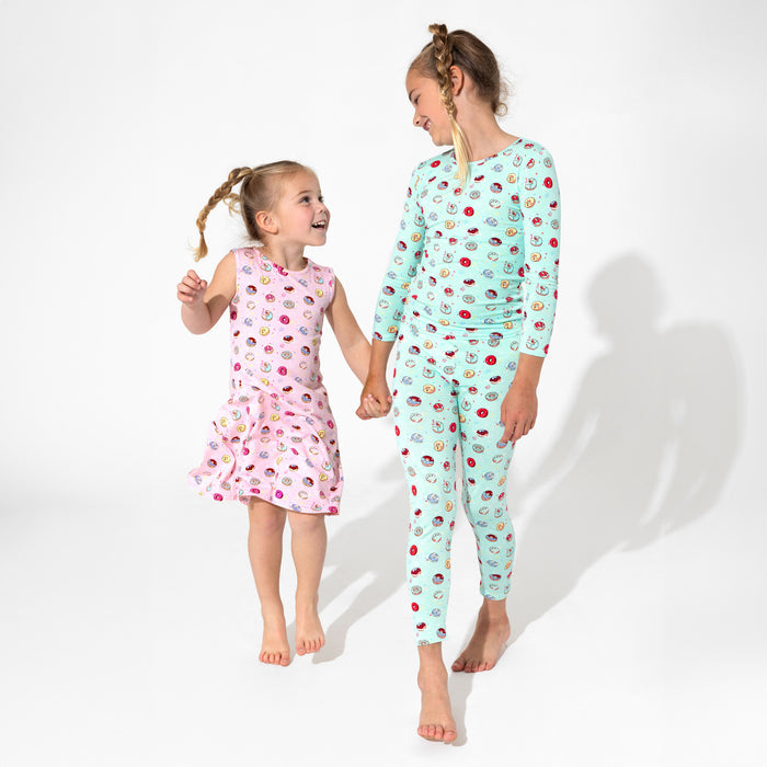 Pink Space Donut Bamboo Girls' Sleeveless Dress