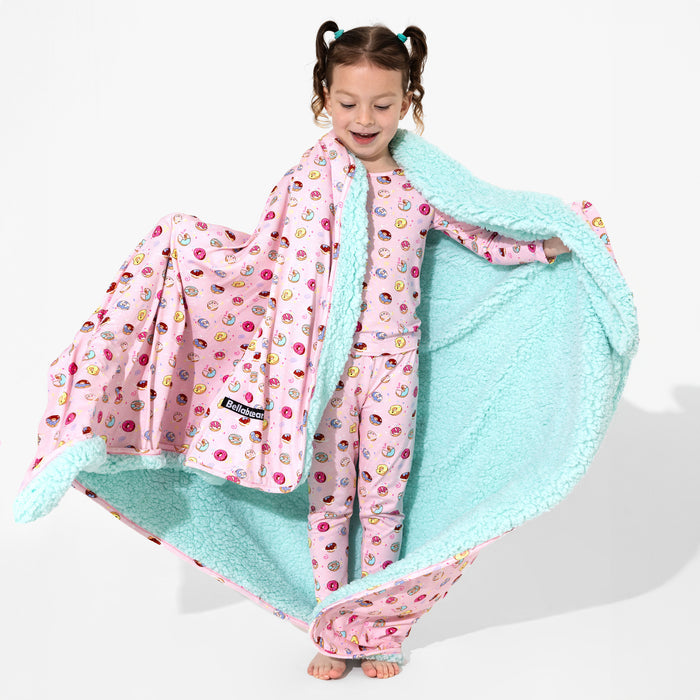 Pink Space Donut Bamboo Sherpa Blanket