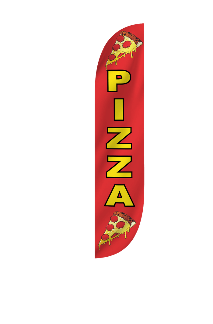 Pizza Slices Feather Flag Red