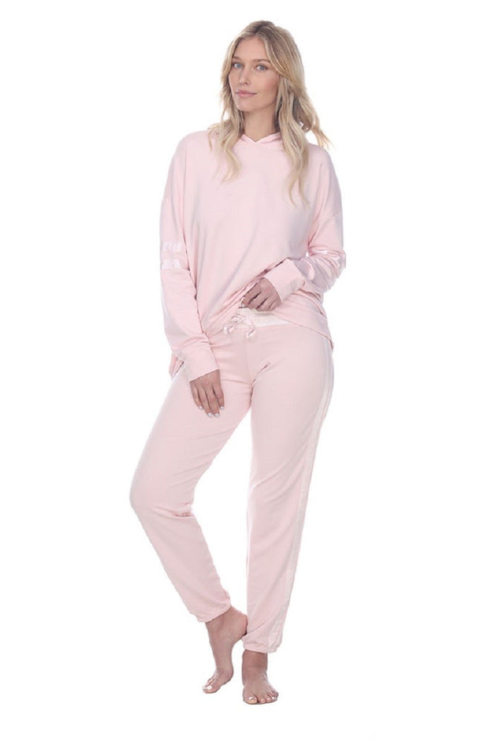 PJ Harlow Destiny French Terry Hooded Sweatshirt With Satin Trim