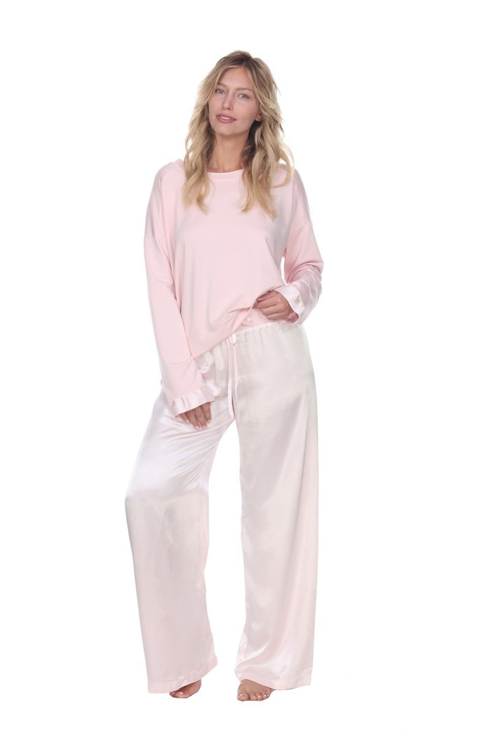 PJ Harlow Izzy French Terry Sweatshirt With Satin Cuffs
