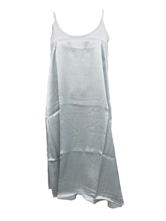 PJ Harlow Satin Knee Length Gown With Spaghetti Straps & Gathered Back Ruby