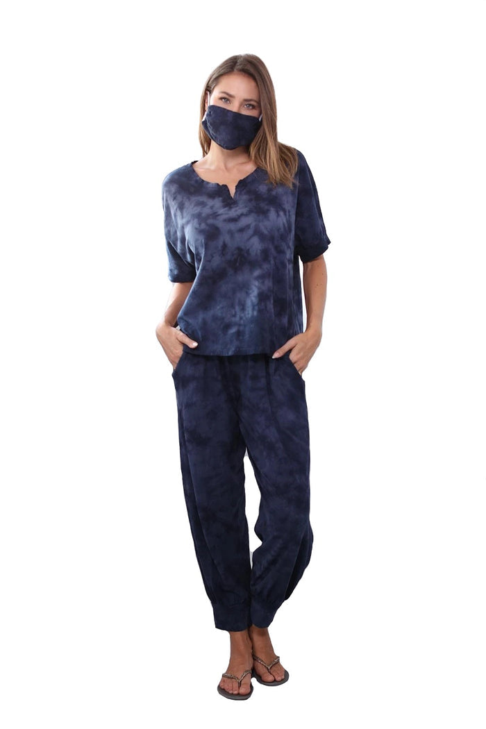 PJ Harlow Tie Dye Jojo Cherry Cotton jogger paired with short sleeve T shirt Set
