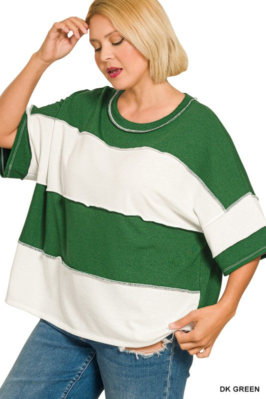 Plus Color Block Striped Tee