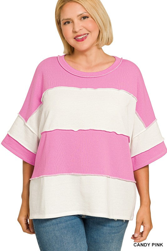 Plus Color Block Striped Tee