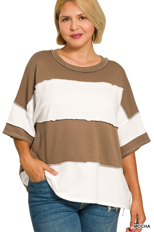 Plus Color Block Striped Tee