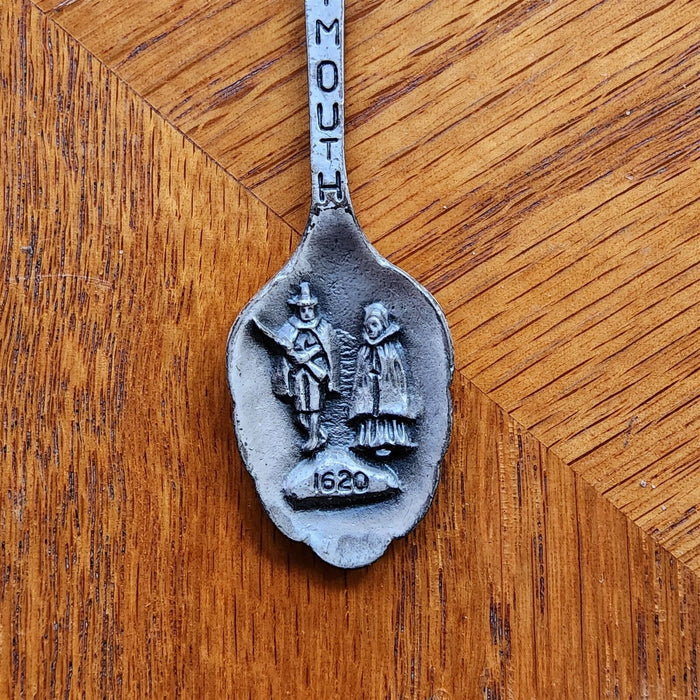 Plymouth New England Mayflower II Collector Souvenir Spoon 3.5 in Pewter