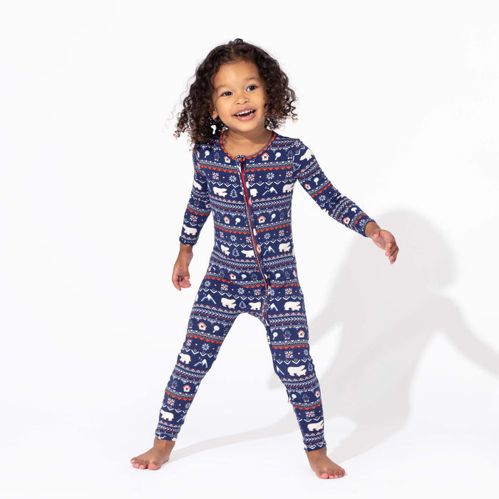 Polar Isle Blue Bamboo Convertible Footie