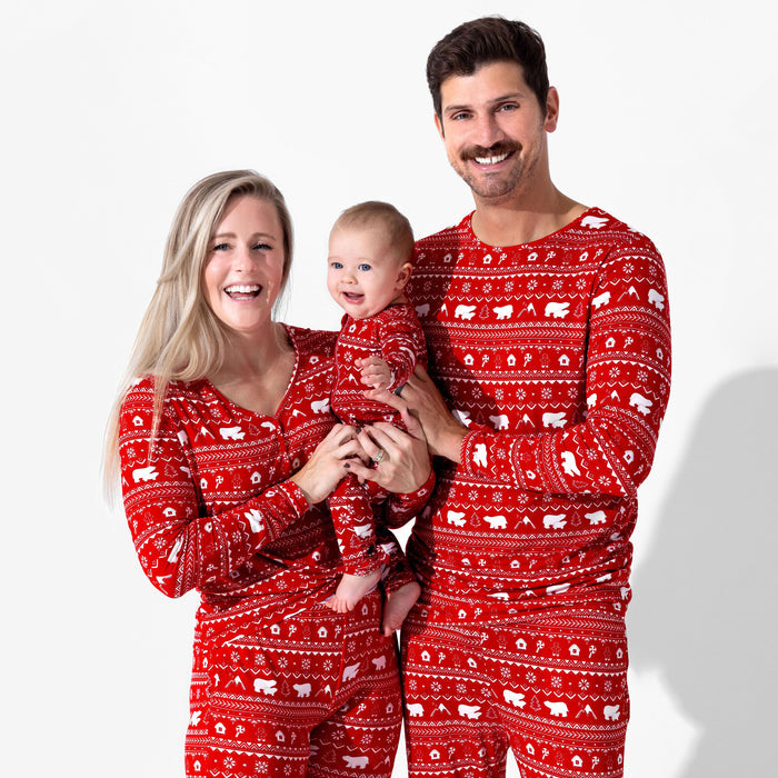 Polar Isle Red Bamboo Convertible Footie