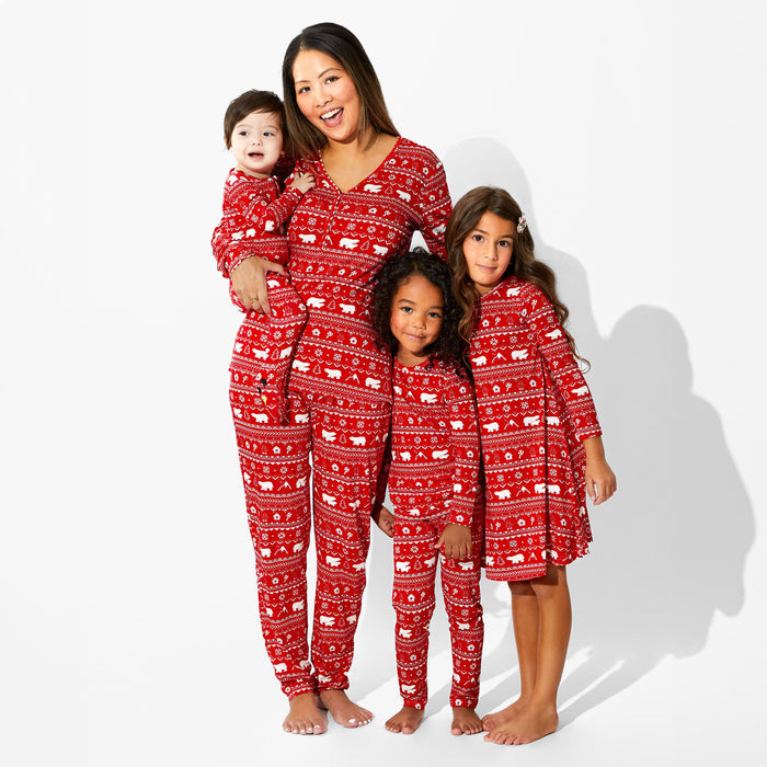Polar Isle Red Bamboo Girls' Long Sleeve Dress