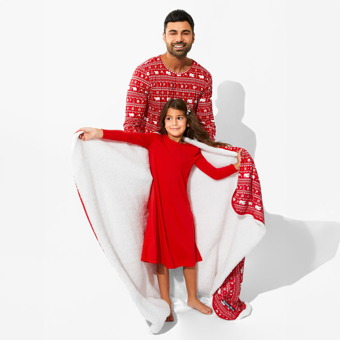 Polar Isle Red Bamboo Sherpa Blanket