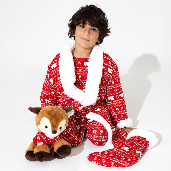 Polar Isle Red Bamboo Sherpa Christmas Stocking