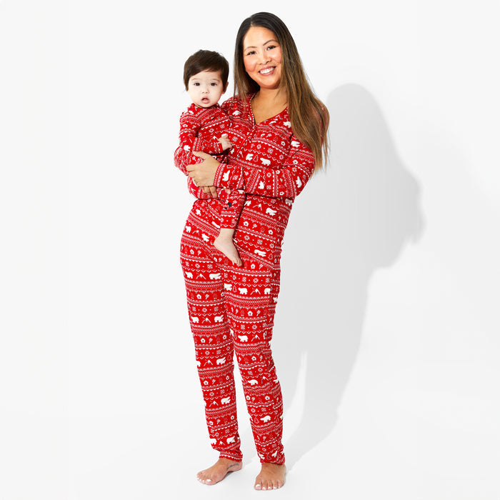 Polar Isle Red Bamboo Women's Pajama Set