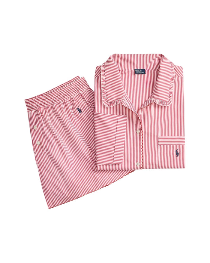 Polo Ralph Lauren Striped Cotton Shirt & Short Pajama Set - 4P0556