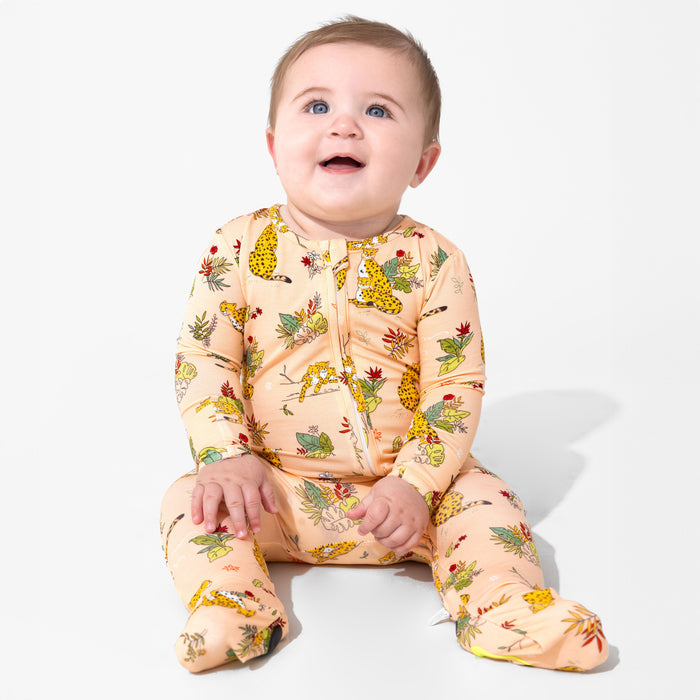 Pounce In Paradise Cheetah Bamboo Convertible Footie
